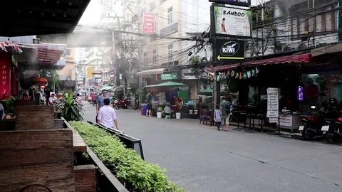 Timelapse of activity on Sukhumvit soi 8 Stock Footage 97153295