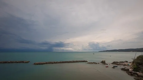 Timelapse of the Adriatic Sea and historic town of Vieste Stock Footage