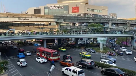 Timelapse Aerial panoramic view of Siam square, Bangkok, Thailand Stock Footage 263194204