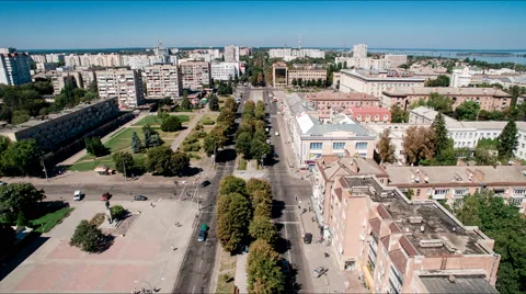 Timelapse : aerial photography of the city - cars on the road Stock Footage
