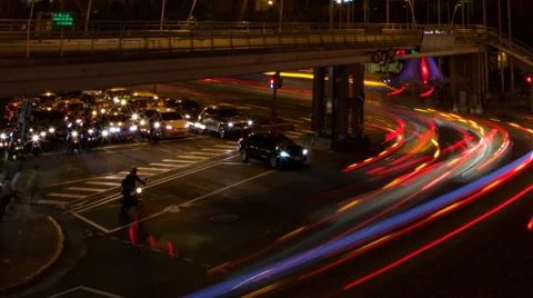 Timelapse Aerial View Cityscape Traffic Driving in Taipei City in night-Dan Stock Footage 66689558