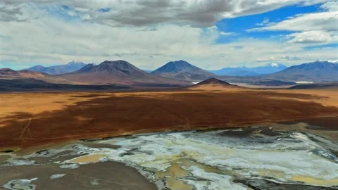 Timelapse aerial view of clouds casting fast moving shadows across the arid Stock Footage 345980587