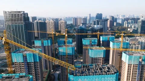 Timelapse aerial view of construction site in hangzhou Video stock 165447957