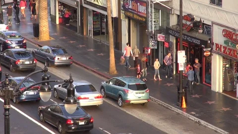 Timelapse aerial view heavy traffic car on Hollywood avenue by day Los Angeles Stock Footage 87610550