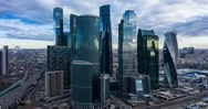 Timelapse Aerial View Of Moscow City Business Center Skyscrapers. Stock Footage