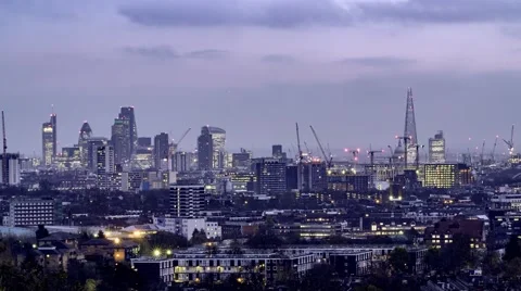 Timelapse aerial view of the skyline of the City of London Stock Footage