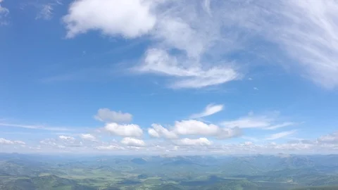 TimeLapse air clouds are flying fast across the clear blue sky Stock Footage