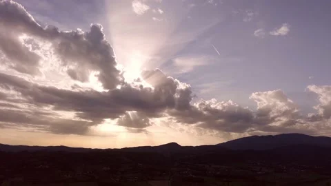 Timelapse airplane moving of a sunset sky Video stock 213722780