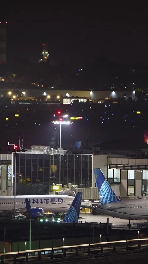 Timelapse of airplanes pushing back at LAX Airport Stock Footage 346009206