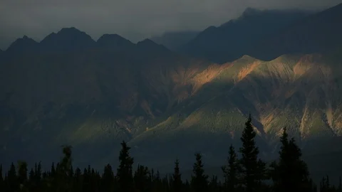 Timelapse Alaska Mountain Range Shadows Stock Footage 121540723