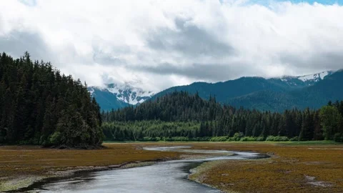 Timelapse of Alaska’s Dramatic Sky Over Scenic Landscapes Stock Footage 302219001