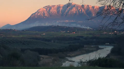 Timelapse of the Alburni Mountains at sunset Stock Footage 148952922