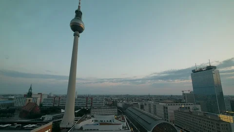 Timelapse of Alexanderplatz Berlin at dawn Stock Footage 90870989