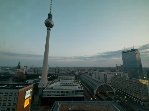 Timelapse of Alexanderplatz Berlin at dawn Stock Footage 90918766