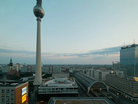 Timelapse of Alexanderplatz Berlin at dawn Stock Footage 91157768