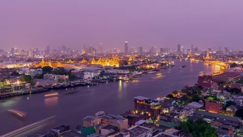 Timelapse along Chao Phraya river waterway in Bangkok,Thailand Stock Footage 112325877