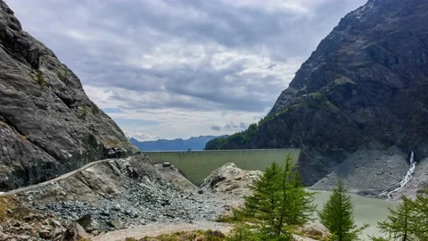 Timelapse in the alps, dam 動画素材 202006701