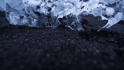 Timelapse of amazing ice formation at sunset on Diamond Beach Stock Footage 83703351