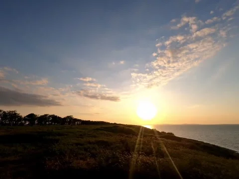 Timelapse of amazing sunset over Estuary. Blagoveshenskaya, Black Sea, Russia Stock Footage 282682219