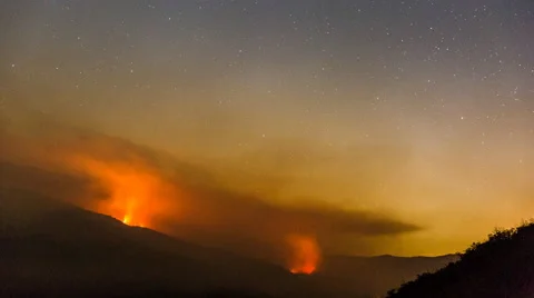 Timelapse of amazing wildfire at night Stock Footage 54565571