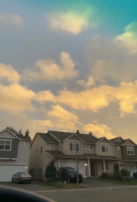 Timelapse, american  Private houses float clouds sunset Stock Footage 241029853