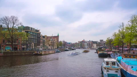 Timelapse of Amsterdam canal 库存影片 138182974