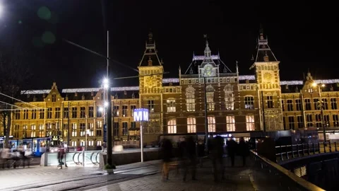 Timelapse of Amsterdam Centraal Station Stock Footage 147729395