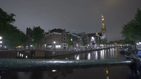 Timelapse Amsterdam at night Stockbeeldmateriaal 78182529