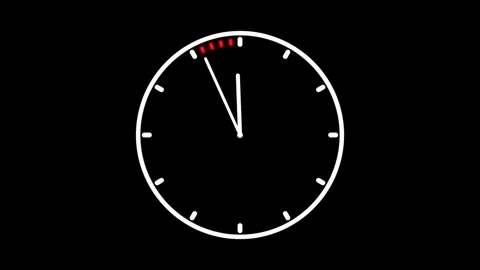 Timelapse of Analog Clock Showing Last 5 Minutes Until 12 Term In Black Stock Footage 249664250