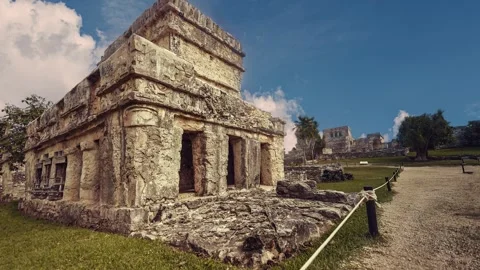 Timelapse of ancient mayan ruins at tulum archeological zone Stock Footage 337299728