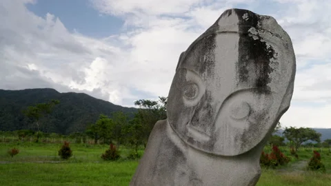 Timelapse ancient megalith statue, bada valley, lore national park Stock Footage 237690600