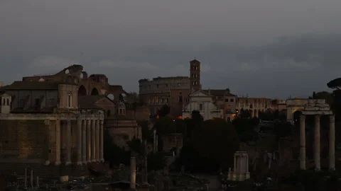 Timelapse of the Ancient Rome from above in a cloudy sky. Stock Footage 257360807