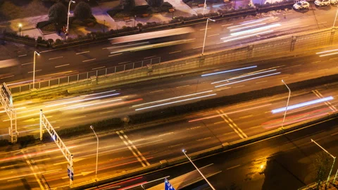 Timelapse and bird view of the busy traffic in Wuhan, China 스톡 동영상 105432277