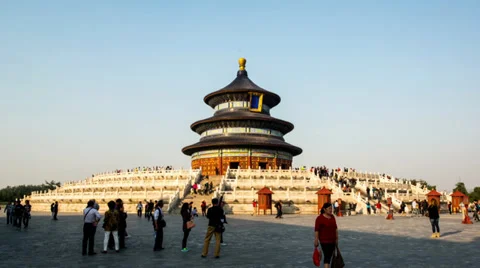 Timelapse and different view of the Qinian Palace in Temple of Heaven, Beijing Stock Footage