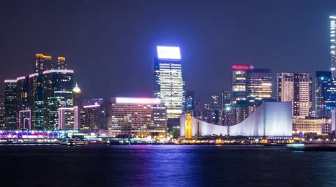 Timelapse and night view of the night central kowloon, Hong Kong. Video stock 56642172