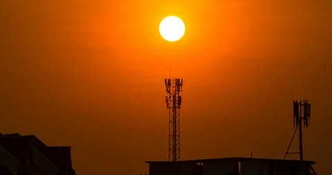 Timelapse and passing cloud with sunset on orange sky. Stock Footage 126467797
