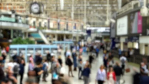 Timelapse of Anonymous Commuters at Busy Train Station Stock Footage 110779411
