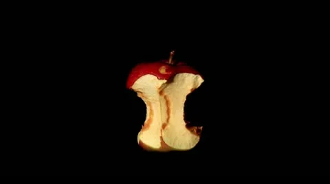 Timelapse of apple core decaying on the black background Stock Footage 10830028