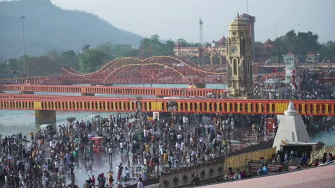 Timelapse Apple Prores 422 of Maha Kumbh Haridwar 2021 Stock Footage 153477181