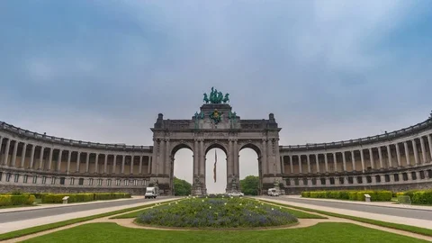 Timelapse at Arc de Triomphe, Brussels, Belgium, 4K Time Lapse Stock Footage