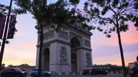 Timelapse of the Arc de Triomphe in Paris with the emblem of the Paralympic 스톡 동영상 282207121