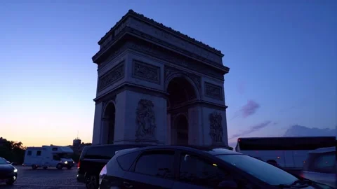 Timelapse of Arc de Triomphe at sunset in summer Stock Footage 308515352