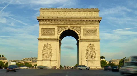 Timelapse of Arc De Triumph under sunset rays Stock Footage 52060598