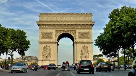 Timelapse of Arc De Triumph under sunset rays Stock Footage 61251302