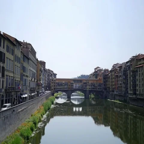 Timelapse with Arno River and Ponte Vecchio bridge in Florence, Italy Stock Footage 69602593