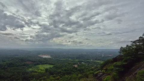 Timelapse - Arrival of Monsoon clouds seen from a hill top 스톡 동영상 87319366