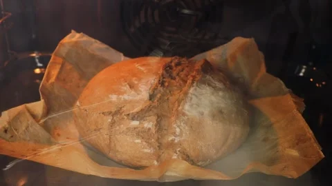 A timelapse of artisan bread in the oven. Preparation of homemade bread Stock Footage 272760831