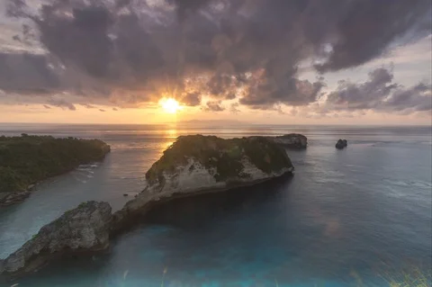 Timelapse Atuh Beach Sunrise Bali Nusa Penida Indonesia Stock Footage