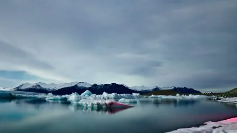 Timelapse of Aurora Borealis in Lake Stock Footage 115080020