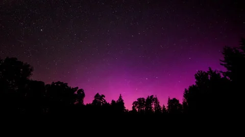 Timelapse with aurora borealis over forest. Holy grail time lapse. Stock Footage 281826620